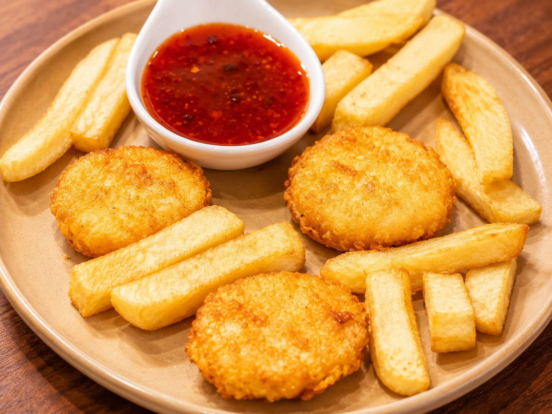 Chicken Nuggets and Chips with Sweet and Sour Dip Air Fryer Recipe