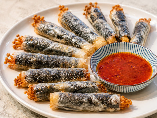 Crispy Enoki Rice Paper Rolls Recipe 香脆金菇米紙卷食譜